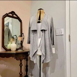 NWT 2X Grey Cascade Front Cardigan